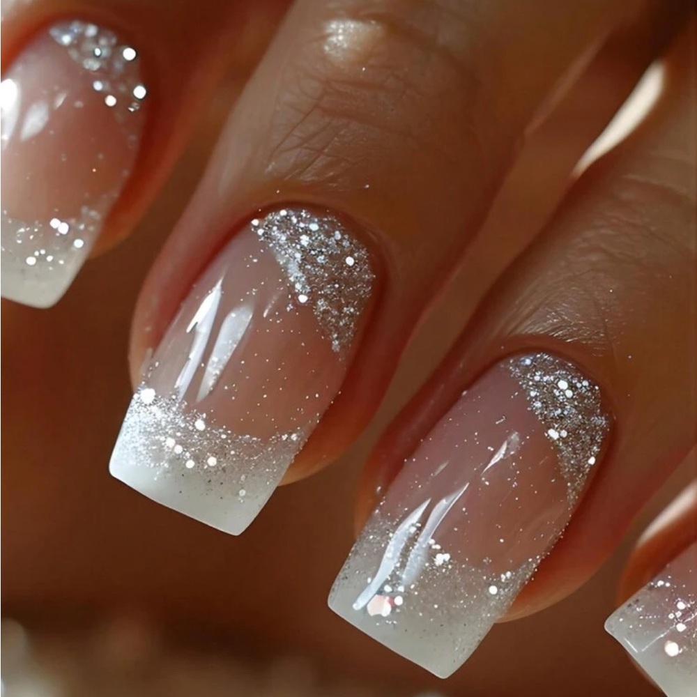 Glitter French Tip Nails